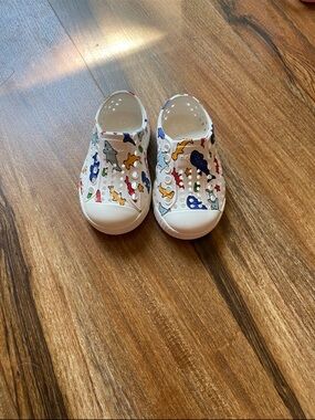 Native Kids White Slip-On Water Shoes with Colorful Sea Creature Print